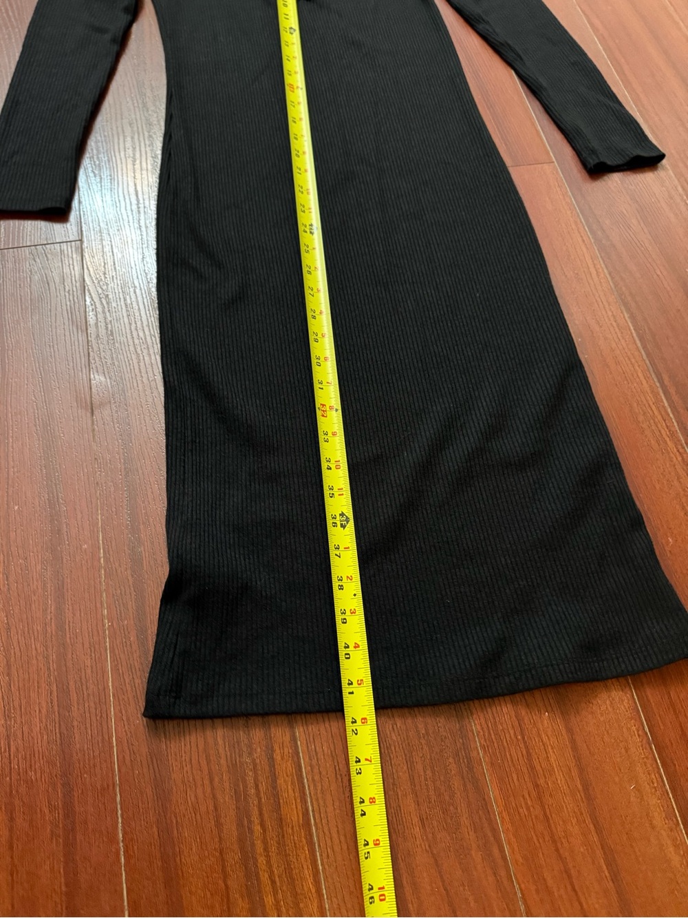Mango Black Ribbed Long-Sleeve Midi Dress